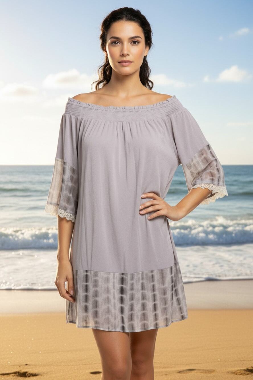 Kori America Gray Tie Dye Boho Dress Medium